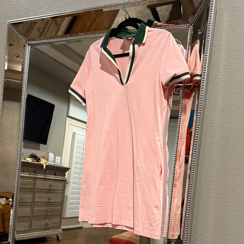 Pink Salt Hutton Polo Dress with Green Trim